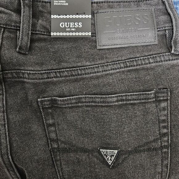 NWT Guess Jeans Women's 32 (33x32) Black Slim Tapered Mid-Rise Embroidered - Picture 5 of 13
